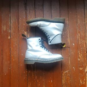 Dr. Martens "Air Wair" silver boots. Scuffed but shiny!